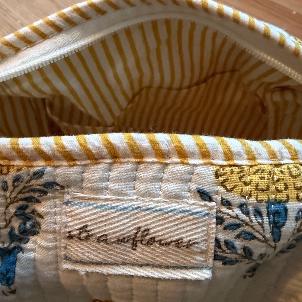 Strawflower Make Up BagYellow and Blue Floral - Picture 7 of 11